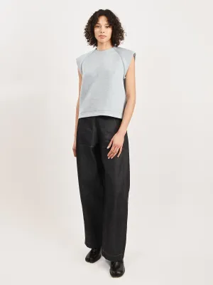 Heather Baby Blue Bonded Viscose Sculpted Sleeveless Top