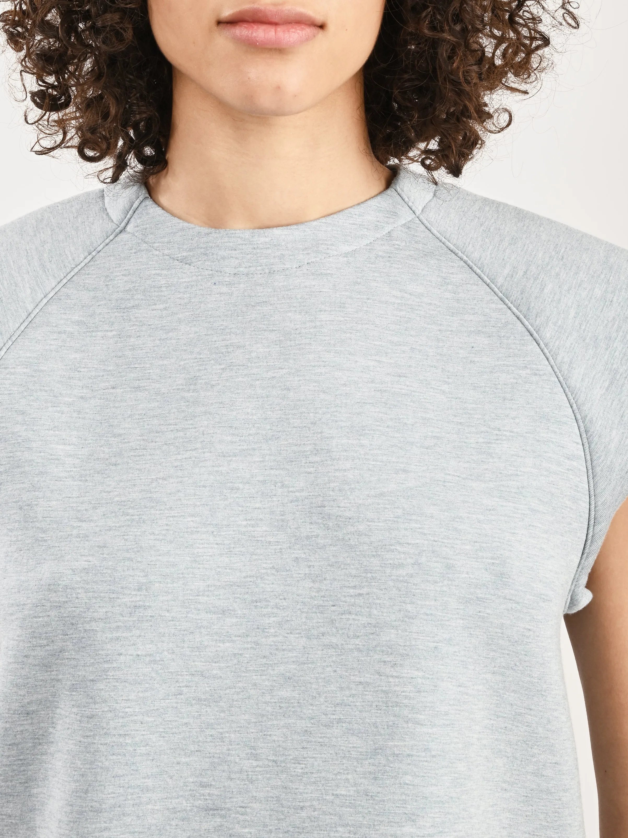 Heather Baby Blue Bonded Viscose Sculpted Sleeveless Top