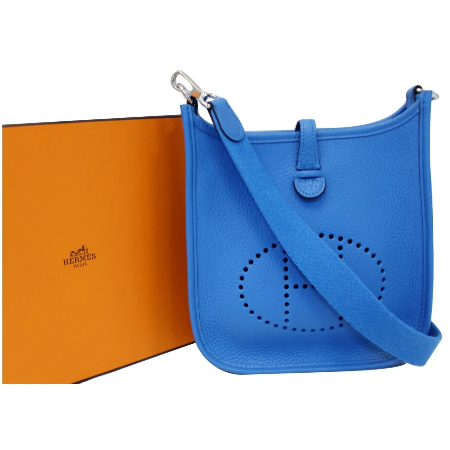 HERMES Evelyne III TPM Taurillon Clemence Shoulder Crossbody Bag Blue
