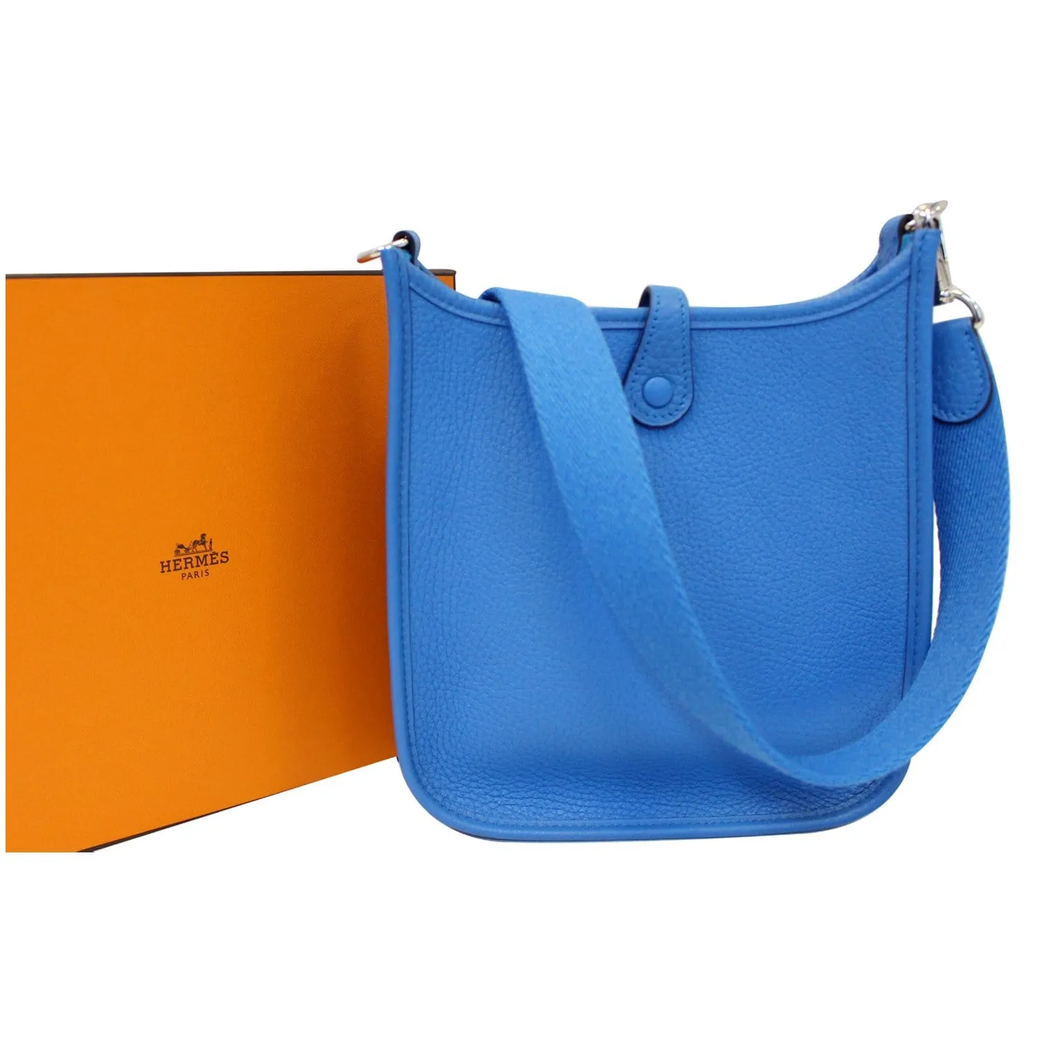 HERMES Evelyne III TPM Taurillon Clemence Shoulder Crossbody Bag Blue