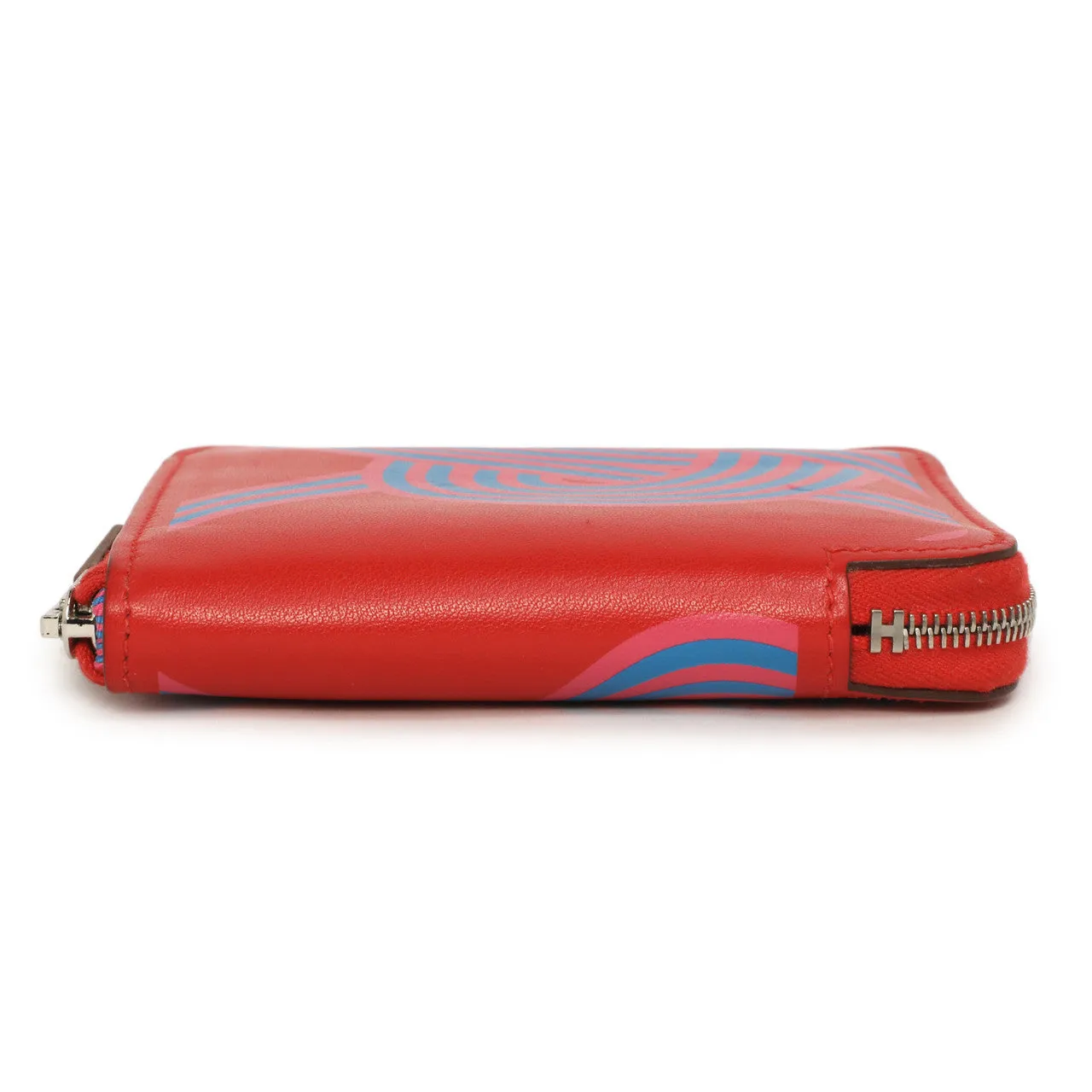 Hermes Rouge De Coeur Swift Noeuds Marins Silk'in Compact Zip  Wallet