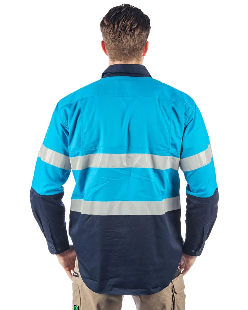 Hi Vis Taped Lightweight Cotton Shirt LS (3 Pack) - Blue/Navy