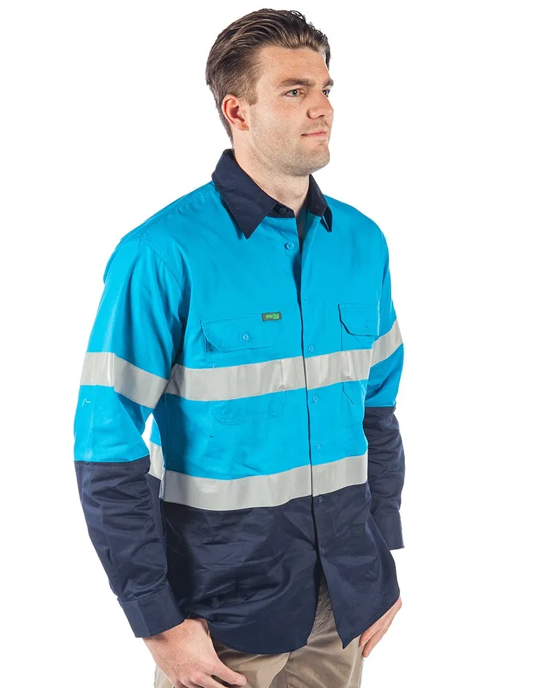 Hi Vis Taped Lightweight Cotton Shirt LS (3 Pack) - Blue/Navy
