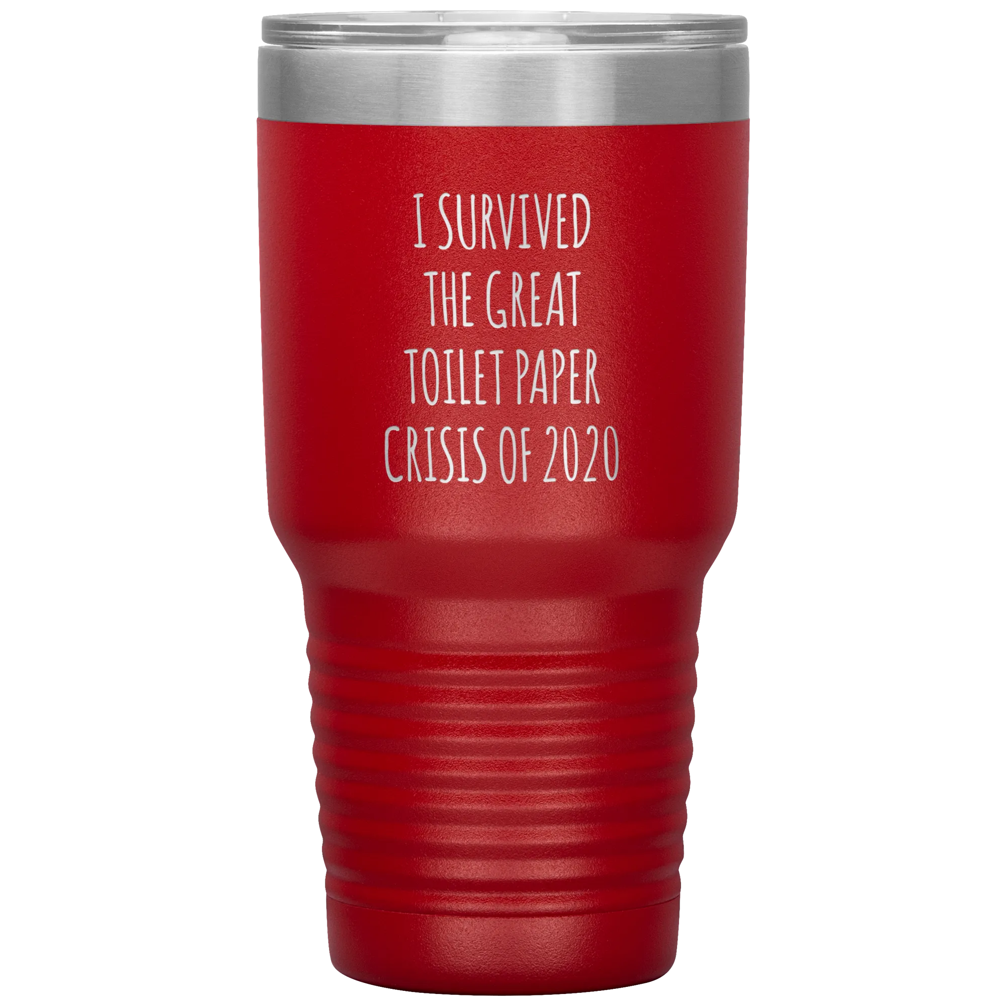 I Survived the Great Toilet Paper Crisis of 2020 Funny TP Shortage Humor TP Outage Tumbler Insulated Travel Coffee Cup BPA Free
