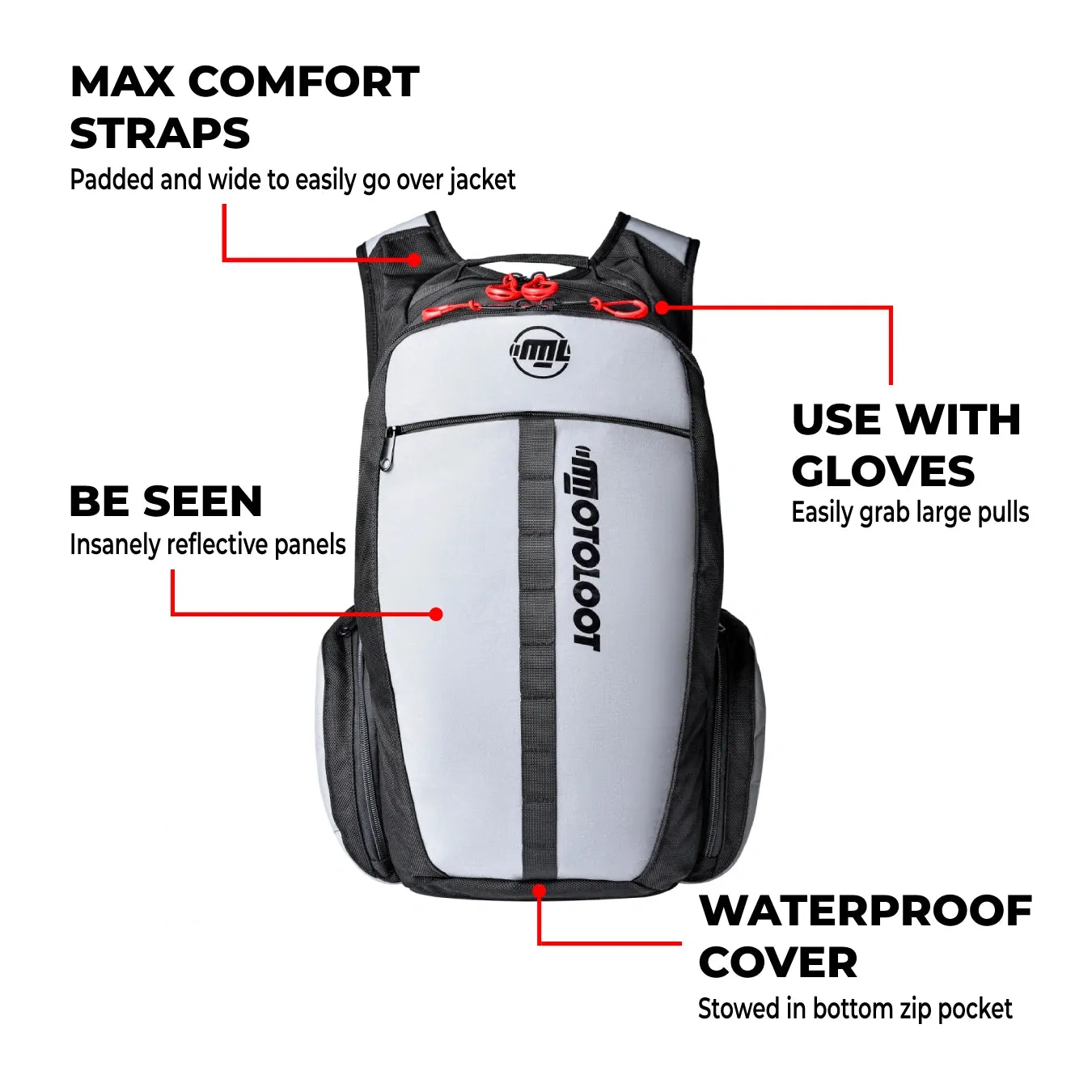 Insanely Reflective Motorcycle Backpack - Glowrider
