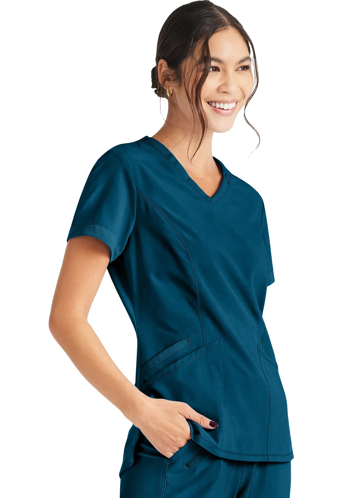 Inspira Flex IP790A V-Neck Top Caribbean Blue