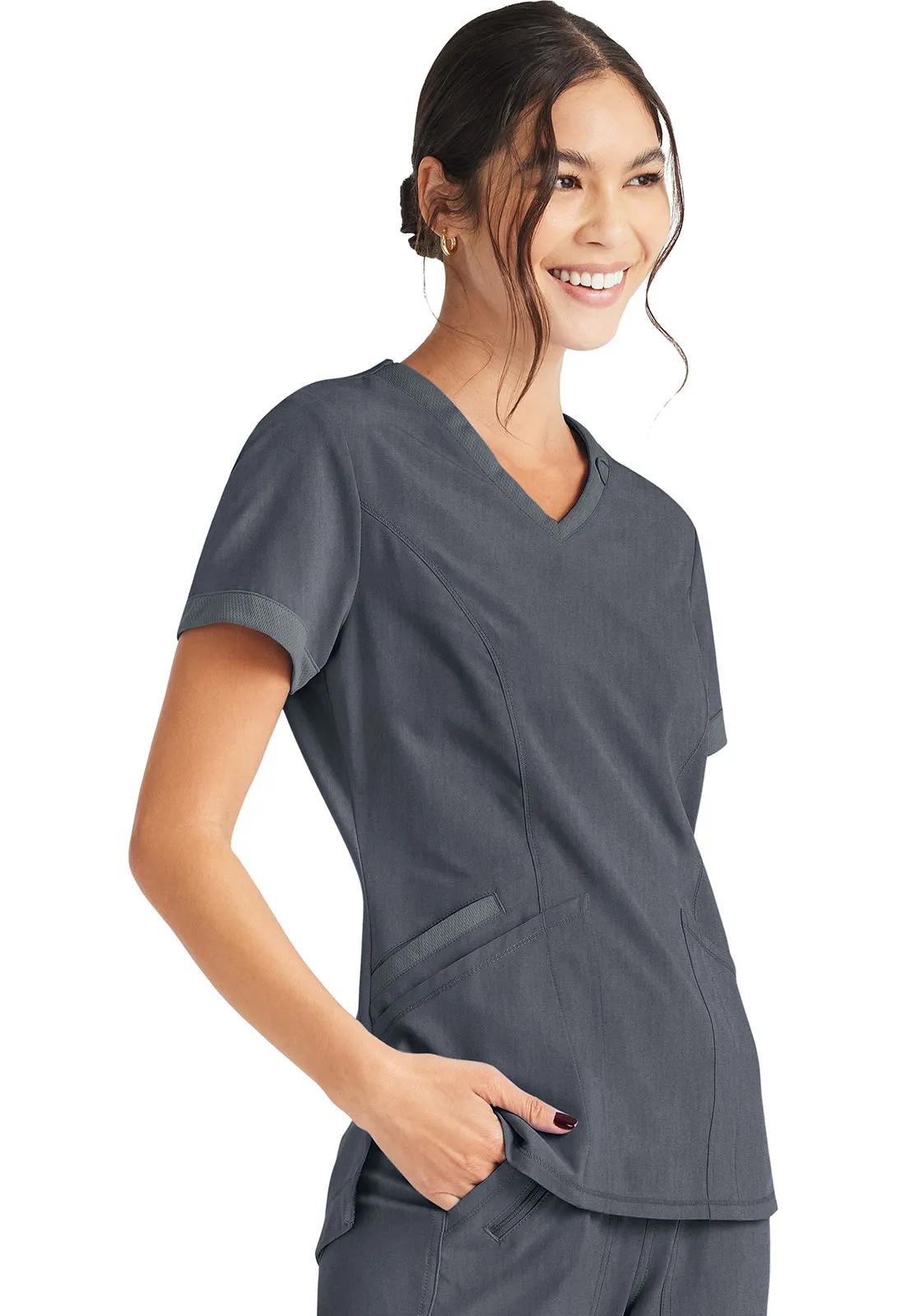 Inspira Flex IP790A V-Neck Top Heather Pewter