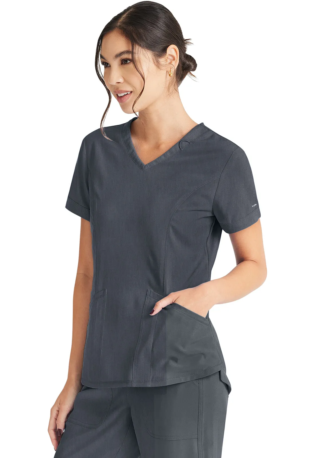 Inspira Flex IP790A V-Neck Top Heather Pewter