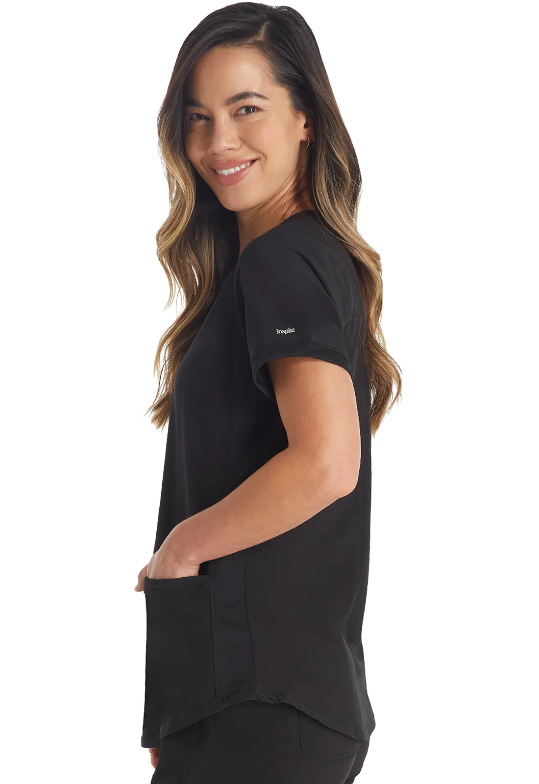 Inspira Flex IP849A Henley Top Black