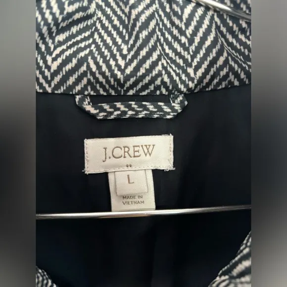 J. CREW Herringbone Quilted Excursion Vest Gray Black Women’s Size L Large
