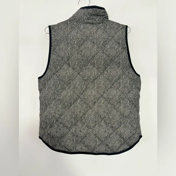 J. CREW Herringbone Quilted Excursion Vest Gray Black Women’s Size L Large