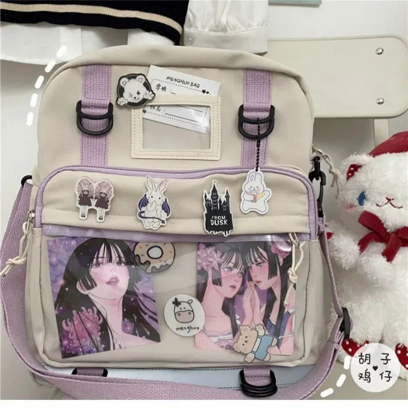 Japanese Harajuku Backpack Women JK Uniform Bag School Backpack Shoulder Bag Teenage Girls Itabag Transparent ita bag Handbags