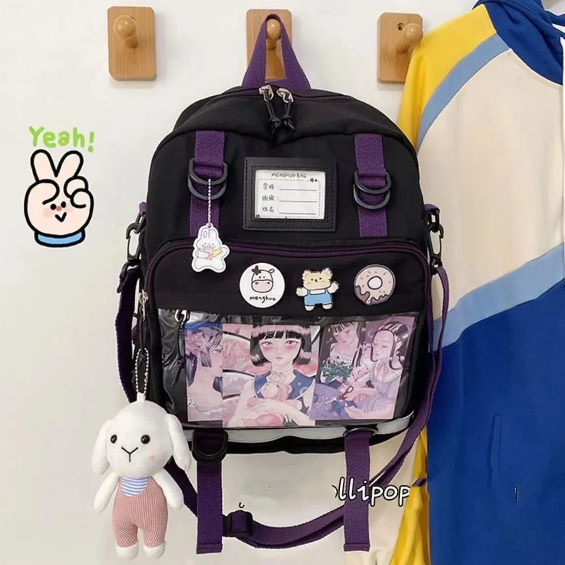 Japanese Harajuku Backpack Women JK Uniform Bag School Backpack Shoulder Bag Teenage Girls Itabag Transparent ita bag Handbags