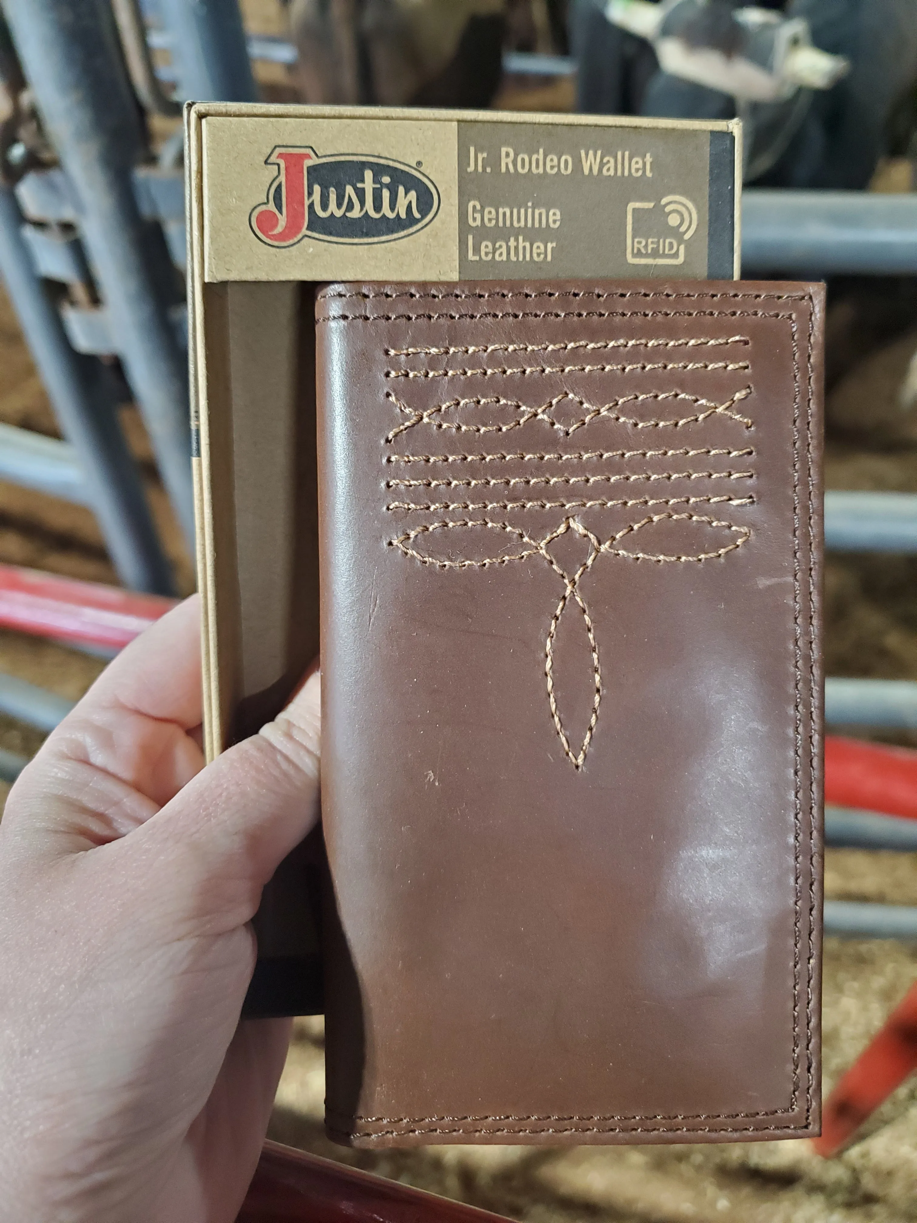 Justin Junior Rodeo Wallet Brown with Bootstitch