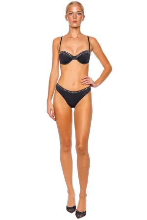 Kassy Black Studded Bikini Bottom