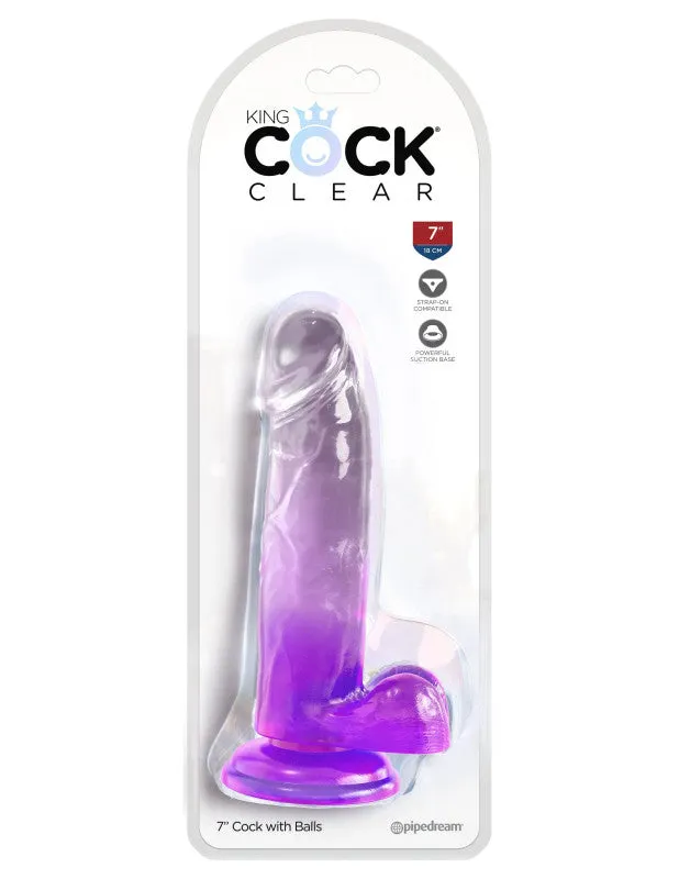 King  Clear 7 Inch With Balls - Purple