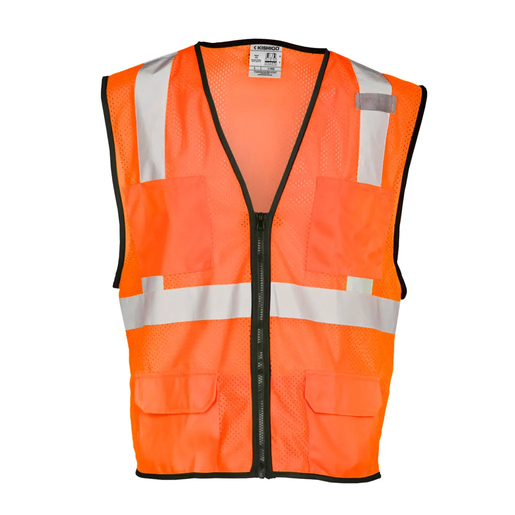 Kishigo 6 Pocket Zipper Mesh Vest, Type R Class 2