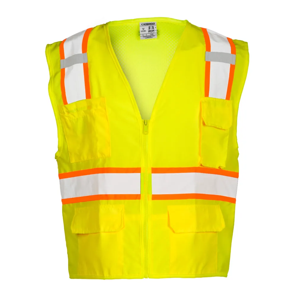 Kishigo Solid Front With Mesh Back Vest, Type R Class 2