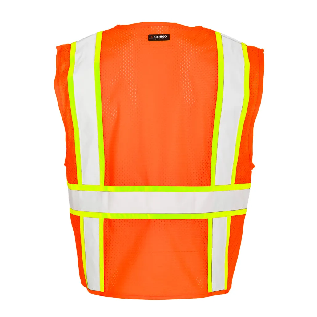 Kishigo Solid Front With Mesh Back Vest, Type R Class 2