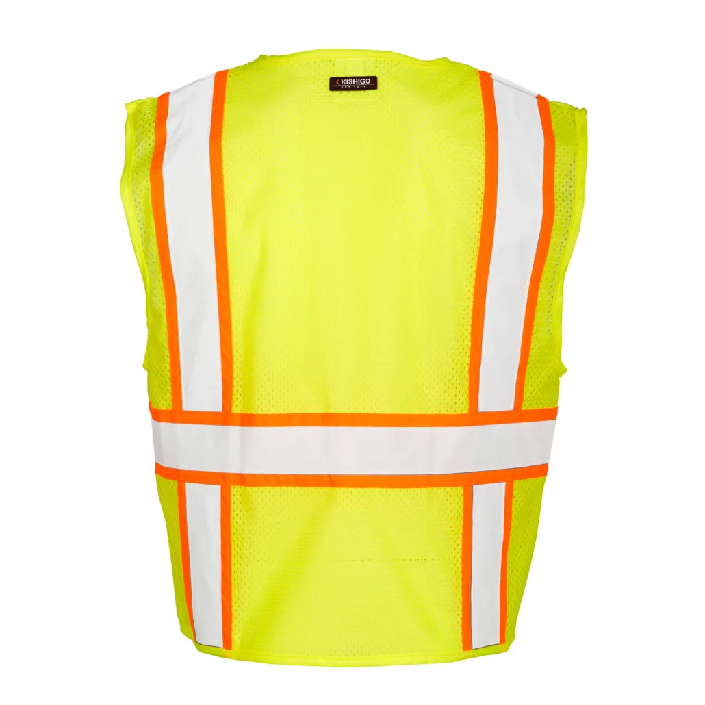Kishigo Solid Front With Mesh Back Vest, Type R Class 2