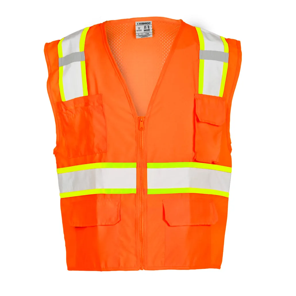Kishigo Solid Front With Mesh Back Vest, Type R Class 2