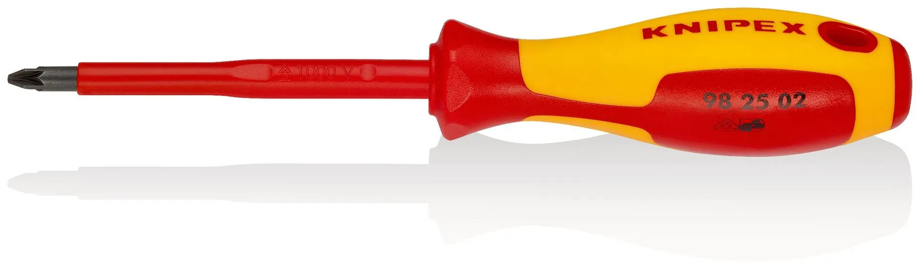 KNIPEX Screwdriver for Pozi Screws PZ2 x 100mm VDE Insulated Multi Component Grips 212mm 98 25 02