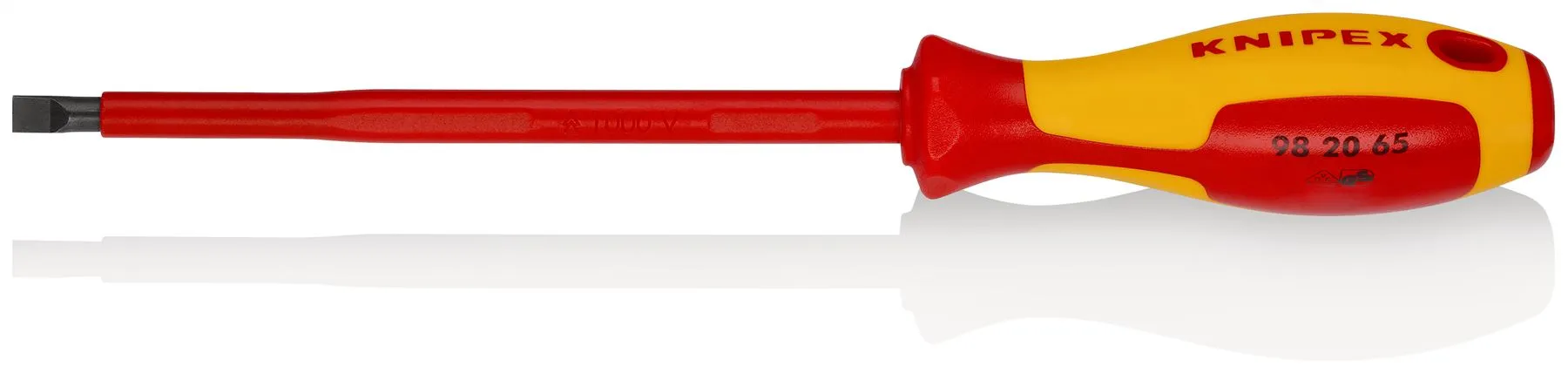 KNIPEX Screwdriver for Slotted Screws 6.5 x 1.2mm VDE Insulated Multi Component Grips 262mm 98 20 65