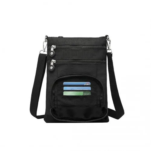 Kono Casual Multi Pocket RFID Blocking Cross Body Bag - Black