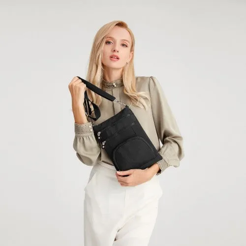 Kono Casual Multi Pocket RFID Blocking Cross Body Bag - Black