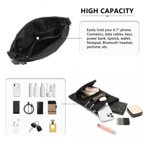 Kono Casual Multi Pocket RFID Blocking Cross Body Bag - Black