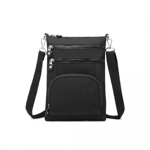Kono Casual Multi Pocket RFID Blocking Cross Body Bag - Black