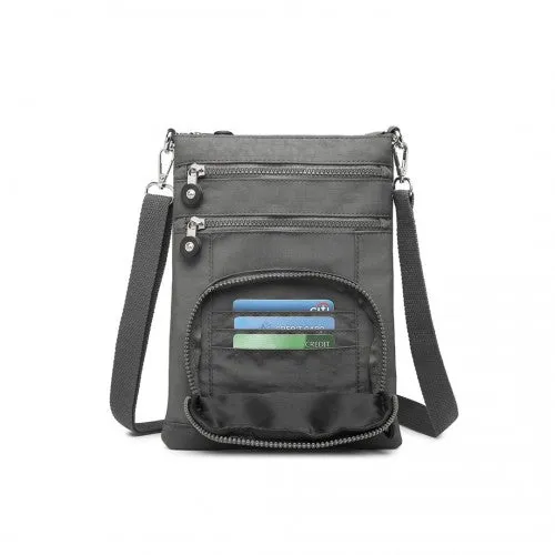 Kono Casual Multi Pocket RFID Blocking Cross Body Bag - Grey