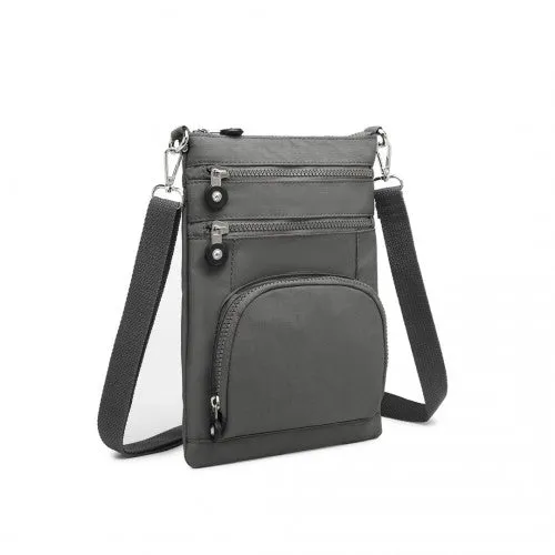 Kono Casual Multi Pocket RFID Blocking Cross Body Bag - Grey