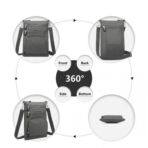 Kono Casual Multi Pocket RFID Blocking Cross Body Bag - Grey