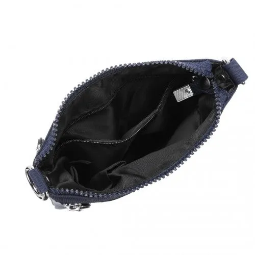 Kono Casual Multi Pocket RFID Blocking Cross Body Bag - Navy