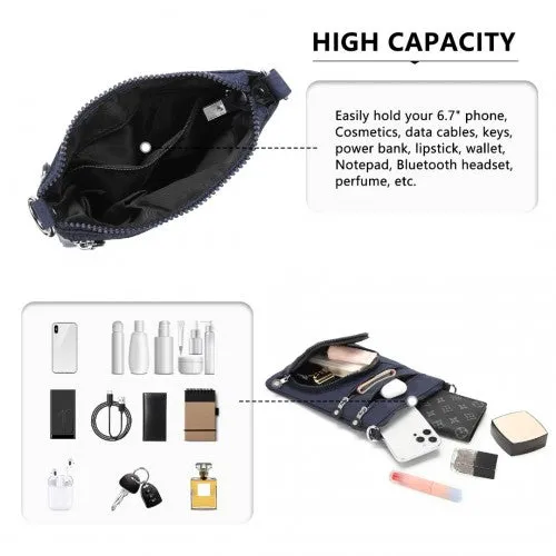 Kono Casual Multi Pocket RFID Blocking Cross Body Bag - Navy