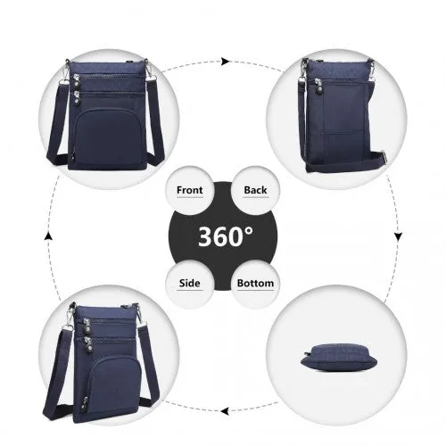 Kono Casual Multi Pocket RFID Blocking Cross Body Bag - Navy