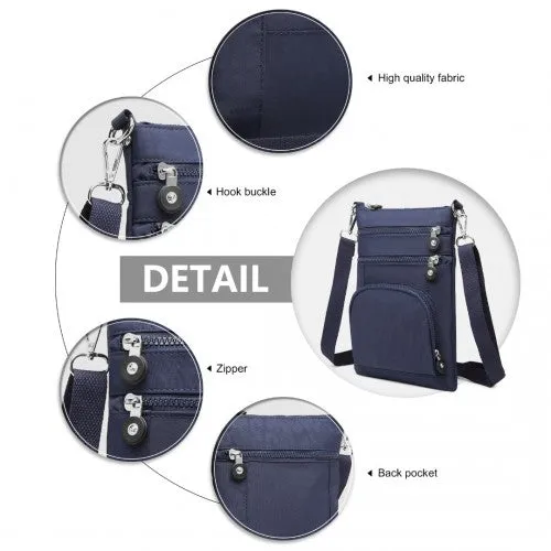 Kono Casual Multi Pocket RFID Blocking Cross Body Bag - Navy
