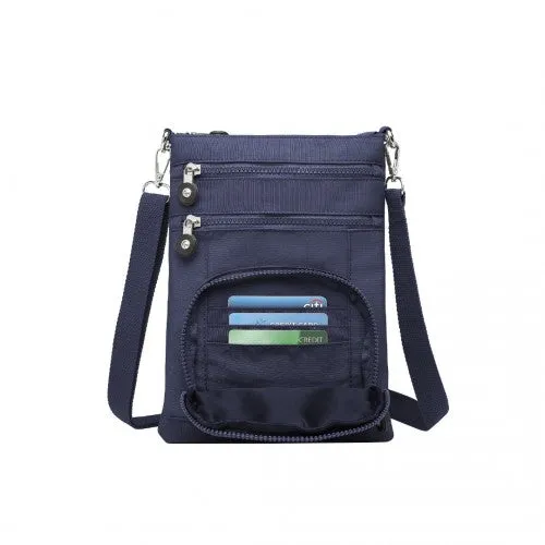 Kono Casual Multi Pocket RFID Blocking Cross Body Bag - Navy