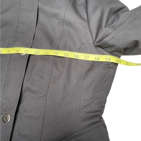 Kristen Blake black fitted long sleeve hooded pea coat size medium