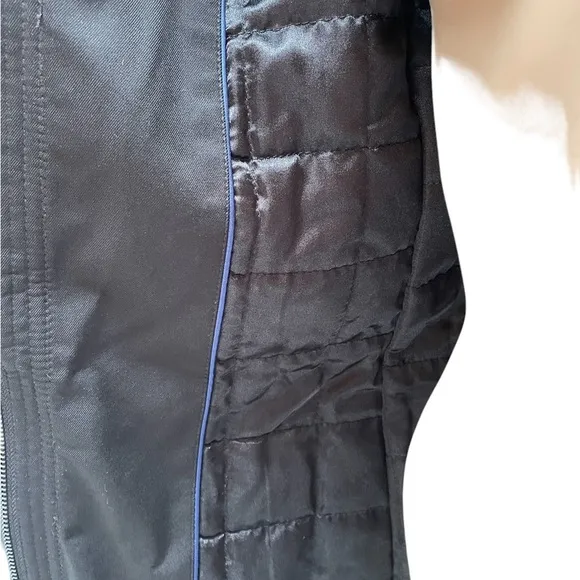 Kristen Blake black fitted long sleeve hooded pea coat size medium