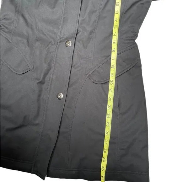 Kristen Blake black fitted long sleeve hooded pea coat size medium
