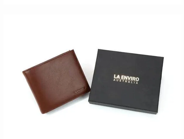 La Enviro Brown Pleather Texture Vegan Wallet for Men JP Edition