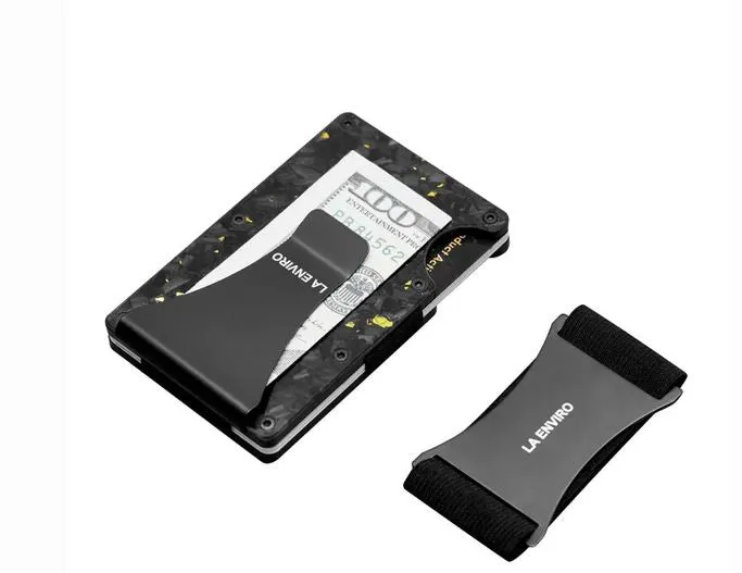 La Enviro Forged Carbon Fiber Minamalist Carbon Wallet Gloss Gold