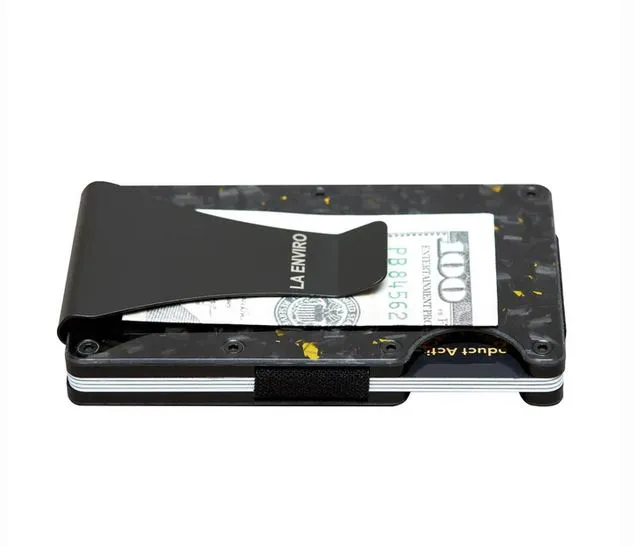 La Enviro Forged Carbon Fiber Minamalist Carbon Wallet Gloss Gold