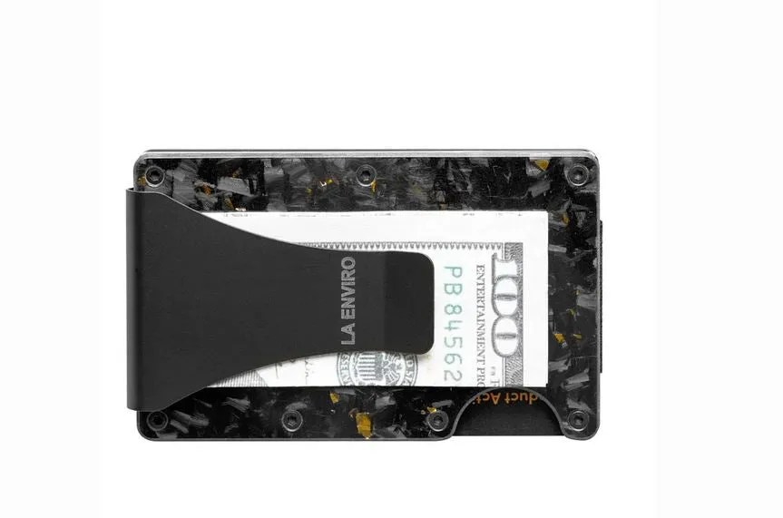 La Enviro Forged Carbon Fiber Minamalist Carbon Wallet Gloss Gold