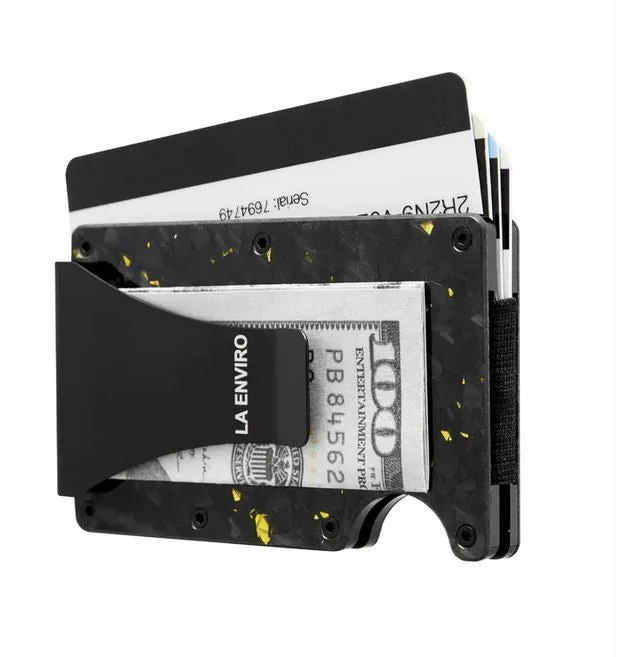 La Enviro Forged Carbon Fiber Minamalist Carbon Wallet Gloss Gold