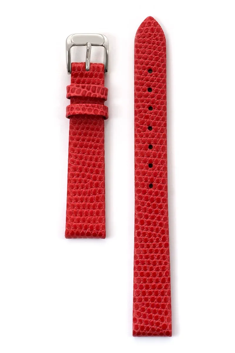 Ladies Lizard Grain Band in Black, Brown, Red, White, Blue