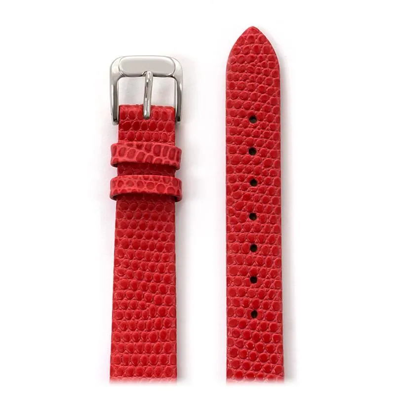 Ladies Lizard Grain Band in Black, Brown, Red, White, Blue