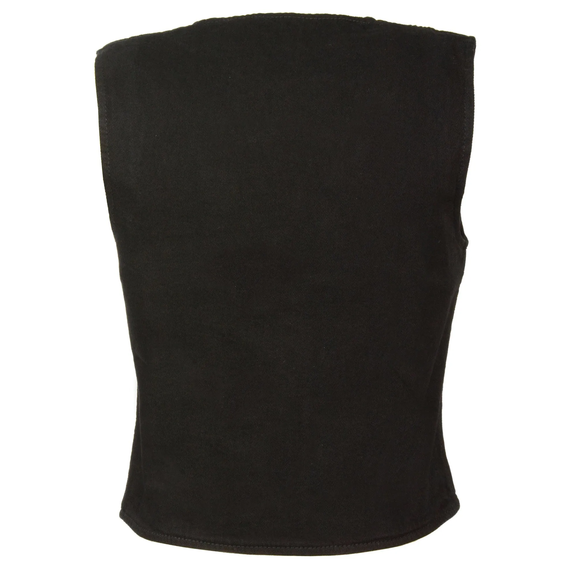 Ladies Zipper Front Denim Vest w/ V Neck Collar